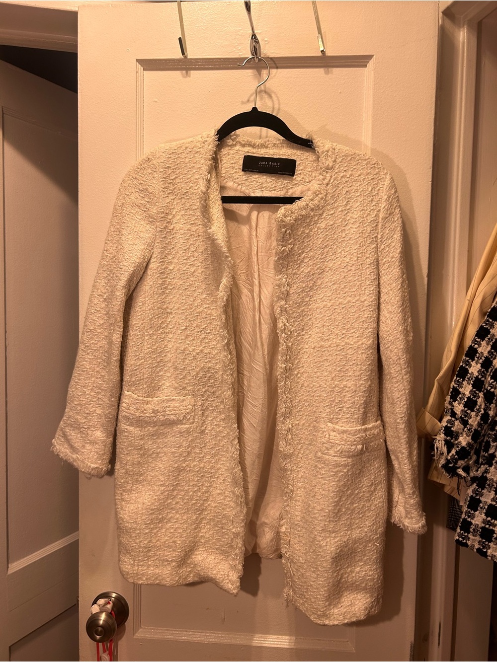 Zara Cream Bouclé Longline Jacket